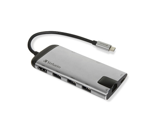 Verbatim 49142 station d'accueil USB 3.2 Gen 1 (3.1 Gen 1) Type-C Noir, Argent