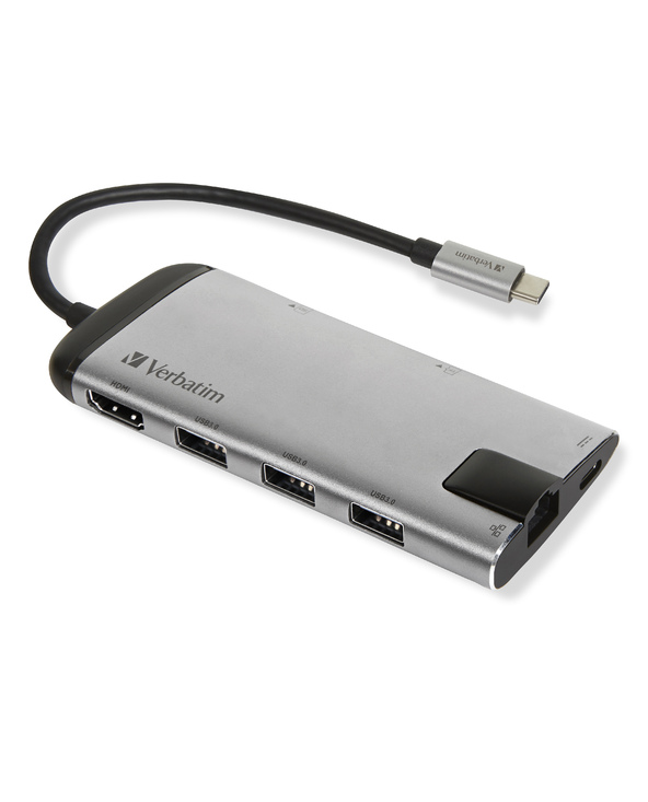 Verbatim 49142 station d'accueil USB 3.2 Gen 1 (3.1 Gen 1) Type-C Noir, Argent