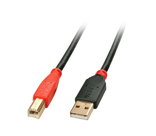 Lindy 42761 câble USB 10 m USB 2.0 USB A USB B Noir, Rouge