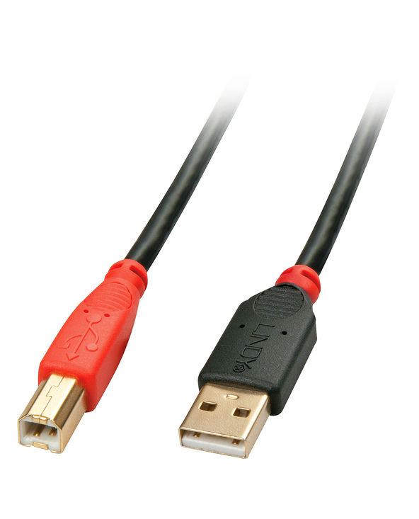 Lindy 42761 câble USB 10 m USB 2.0 USB A USB B Noir, Rouge