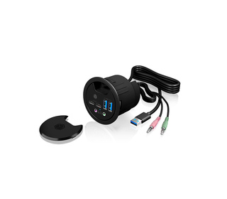 ICY BOX IB-HUB1403B prise de courant Anthracite