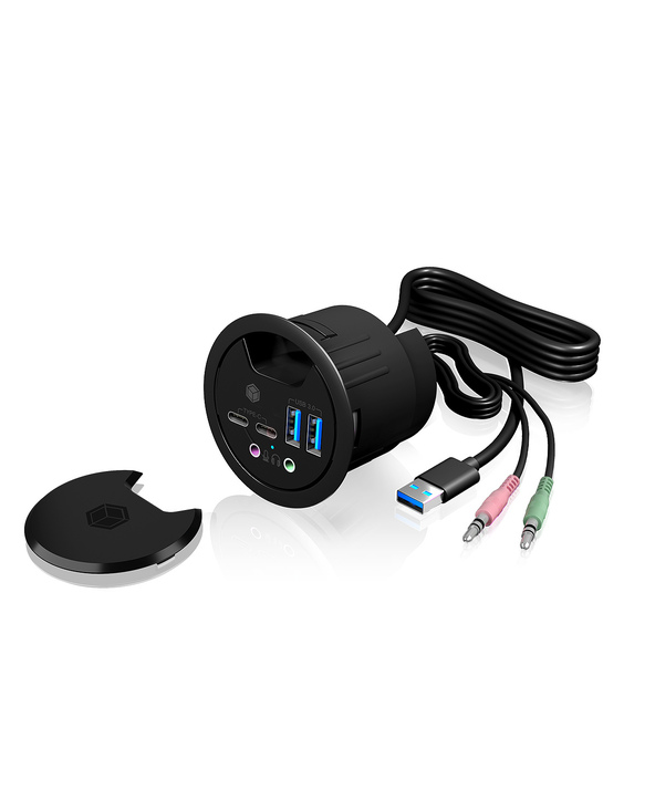 ICY BOX IB-HUB1403B prise de courant Anthracite