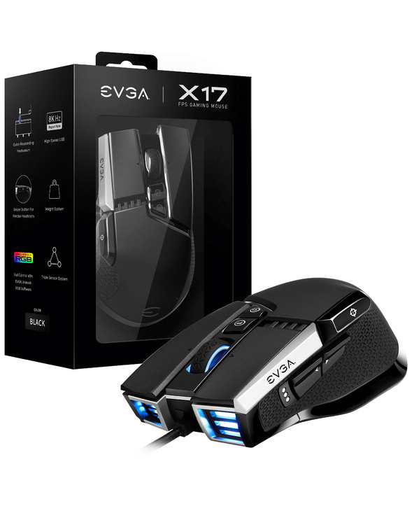 EVGA X17 souris Jouer Ambidextre USB Type-A Optique 16000 DPI