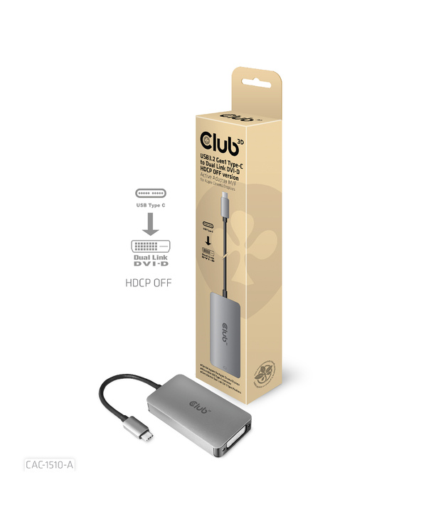 CLUB3D CAC-1510-A câble vidéo et adaptateur 0,25 m USB Type-C DVI Gris