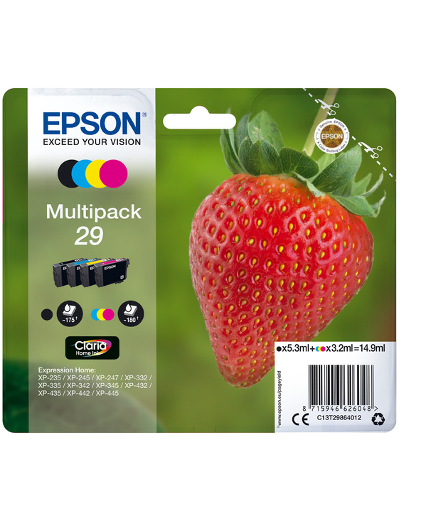 Epson Strawberry Multipack "Fraise" 29 - Encre Claria Home N,C,M,J Epson Strawberry Multipack "Fraise" 29 - Encre Claria Home N,C,M,J