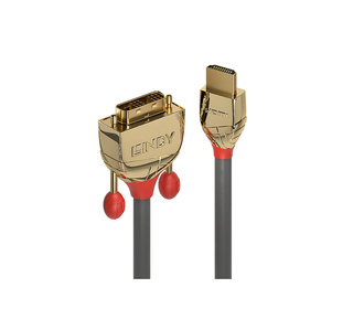 Lindy 36195 câble vidéo et adaptateur 2 m HDMI Type A (Standard) DVI-D Or, Gris
