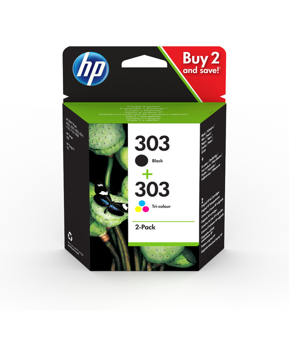 HP Pack de 2 cartouches authentiques d'encre noire/trois couleurs 303