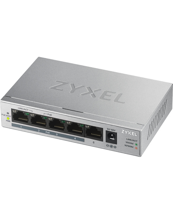 Zyxel GS1005HP Non-géré Gigabit Ethernet (10/100/1000) Connexion Ethernet, supportant l'alimentation via ce port (PoE) Argent
