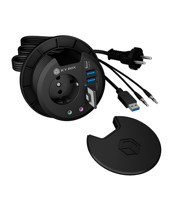 ICY BOX IB-HUB1430-CR prise de courant Noir