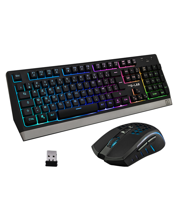 The G-Lab Combo Tungsten clavier Souris incluse Jouer FR sans fil +USB AZERTY Français Noir