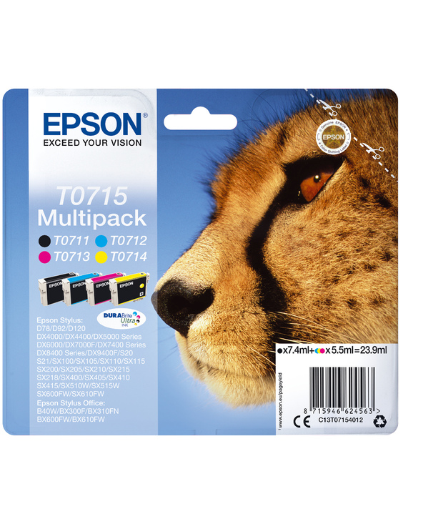 Epson Multipack "Guépard" (T0715) - Encres DURABrite Ultra N, C, M, J