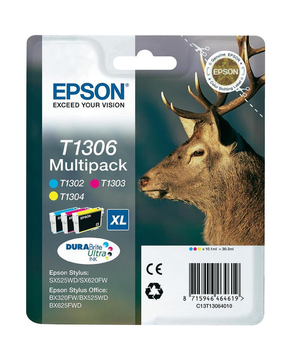 Epson Stag Multipack "Cerf" (T1306) - Encre DURABrite Ultra C, M, J (XL)