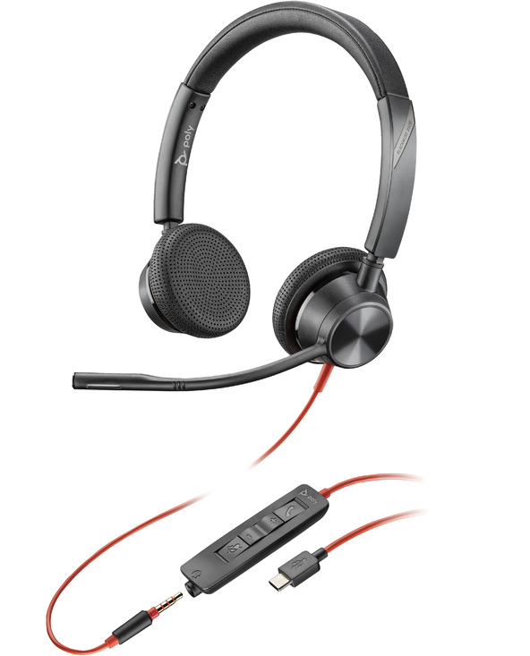 POLY Micro-casque Blackwire 3325 stéréo USB-C + connexion 3,5 mm adaptateur USB-C/A