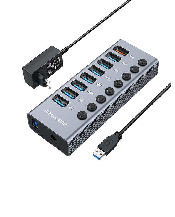 GRAUGEAR G-HUB71-A hub & concentrateur USB 3.2 Gen 1 (3.1 Gen 1) Type-A 5000 Mbit/s