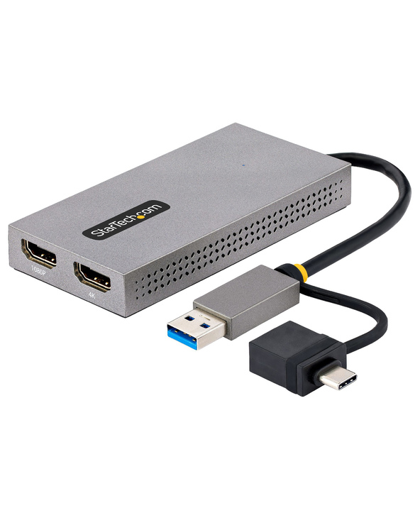StarTech.com Adaptateur USB vers Double HDMI - USB A/C vers 2 Écrans HDMI (1x 4K30Hz, 1x 1080p) - Dongle Intégré USB-A vers C, C