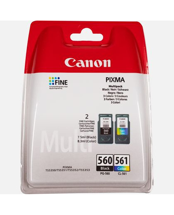 Canon PG-560 / CL-561 cartouche d'encre 2 pièce(s) Original Rendement standard Noir, Cyan, Magenta, Jaune