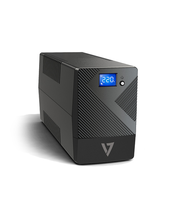 V7 UPS 600VA UPS para ordenador de escritorio con 6 salidas, pantalla LCD táctil (UPS1P600E)