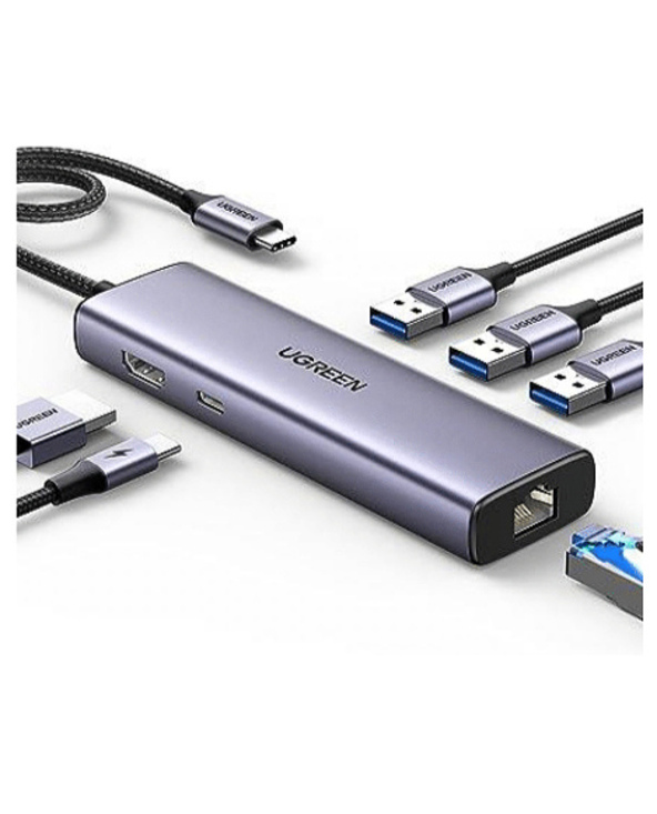 Ugreen 15598 hub & concentrateur USB 3.2 Gen 1 (3.1 Gen 1) Type-C 5000 Mbit/s Argent