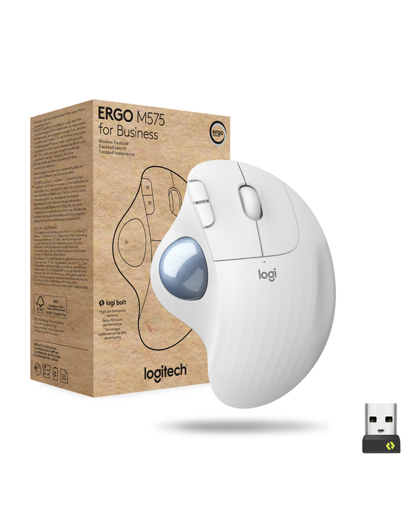 Logitech ERGO M575 for Business souris Bureau Droitier RF sans fil + Bluetooth Trackball 2000 DPI