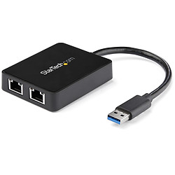 StarTech.com Adaptateur USB 3.0 à Double Port Gigabit Ethernet avec port USB - 10/100/100 - Adaptateur NIC Réseau USB Gigabit LA