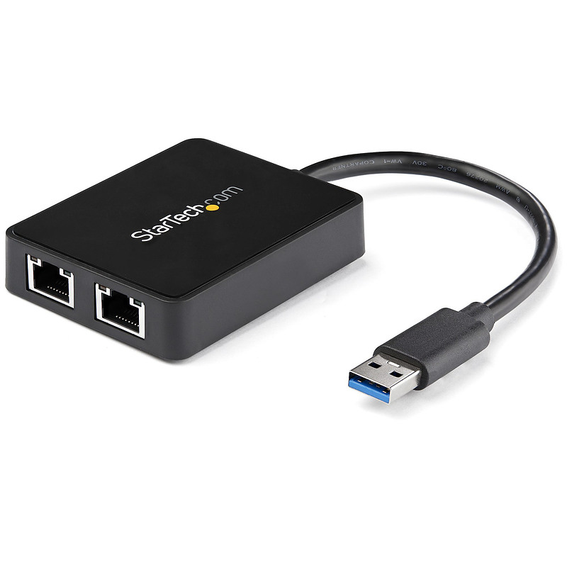 StarTech.com Adaptateur USB 3.0 à Double Port Gigabit Ethernet avec port USB - 10/100/100 - Adaptateur NIC Réseau USB Gigabit LA
