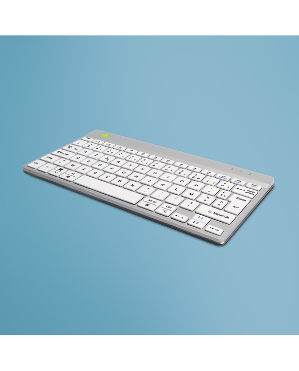 R-Go Tools Clavier ergonomique R-Go Compact Break, clavier compact avec logiciel de pause,AZERTY (FR), Bluetooth, blanc