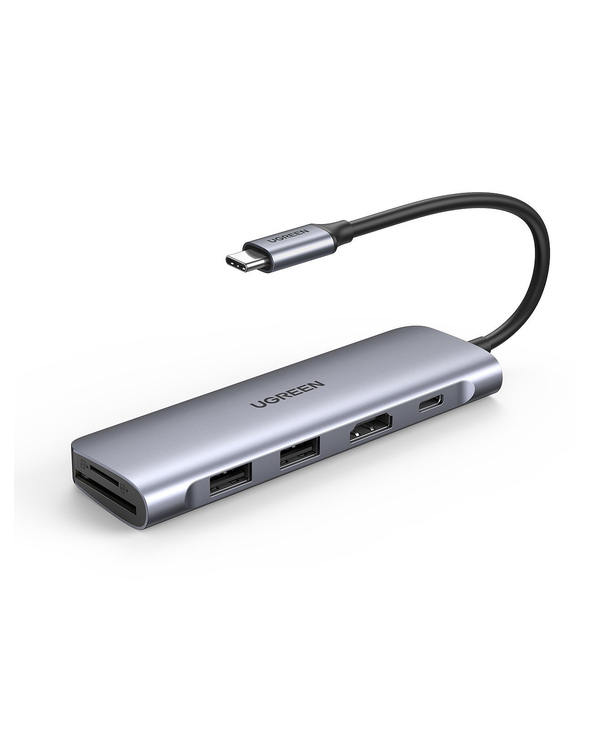 Ugreen 6-in-1 USB C PD USB 3.2 Gen 1 (3.1 Gen 1) Type-C Argent