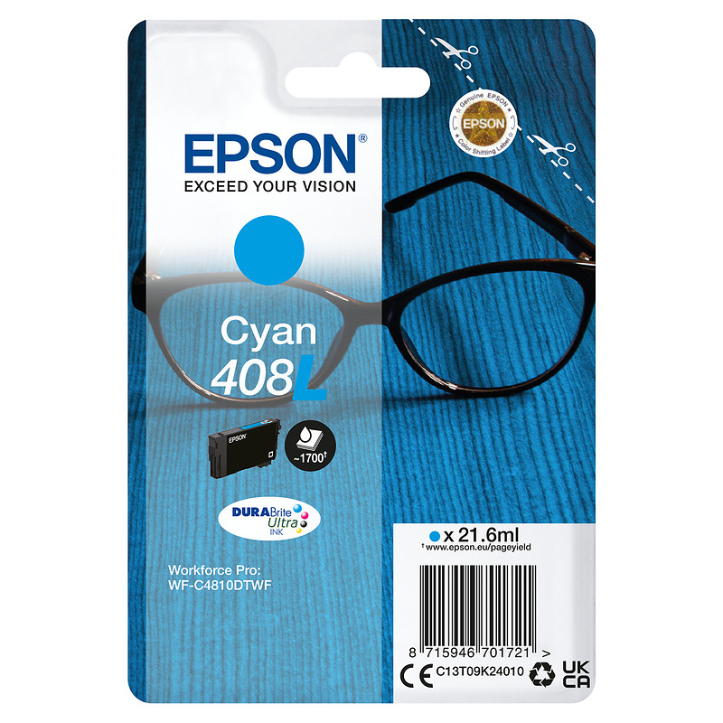 Epson Singlepack Cyan 408L DURABrite Ultra Ink