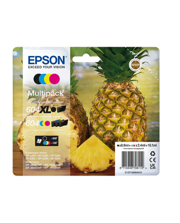 Epson 604XL cartouche d'encre 4 pièce(s) Original Rendement élevé (XL) Noir, Cyan, Magenta, Jaune