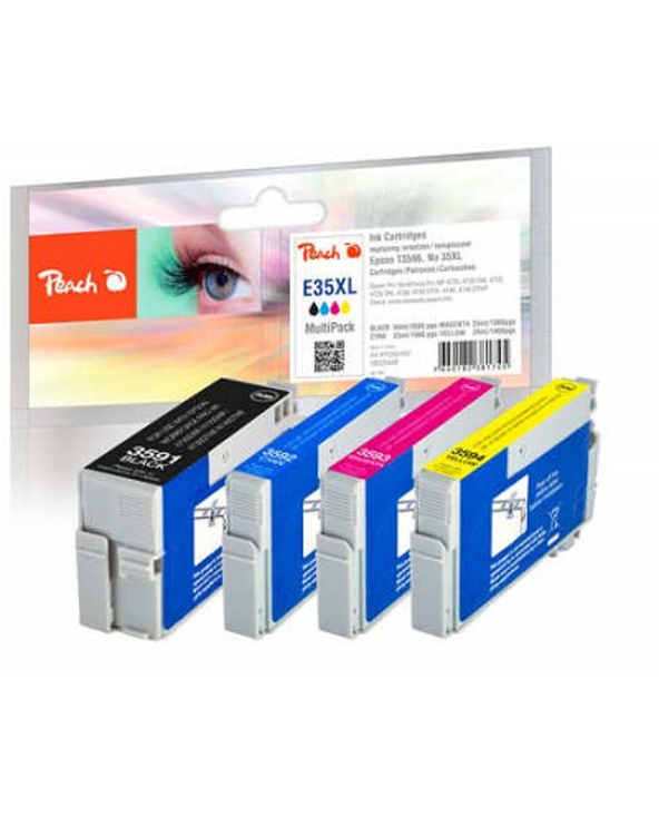 Peach PI200-637 cartouche d'encre 4 pièce(s) Noir, Cyan, Magenta, Jaune