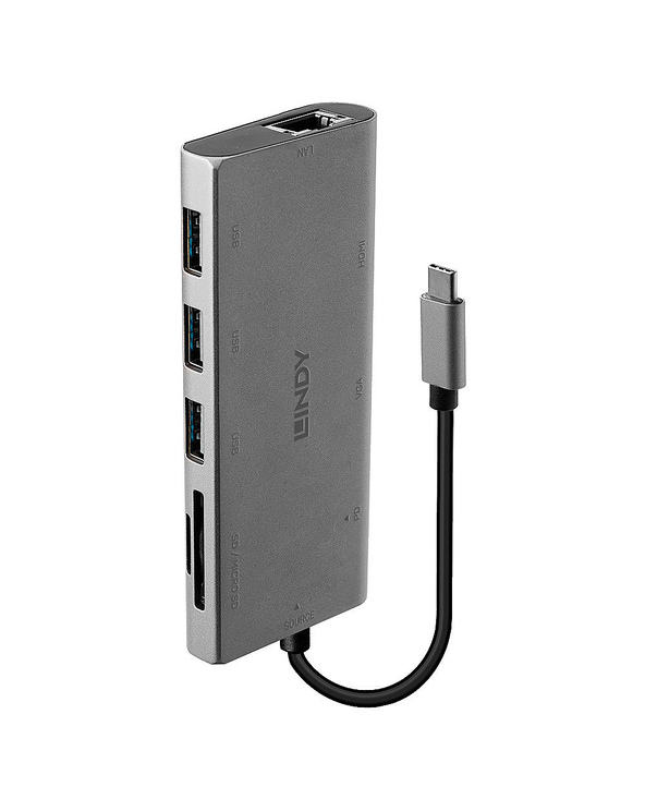 Lindy 43278 station d'accueil USB 3.2 Gen 1 (3.1 Gen 1) Type-C Gris