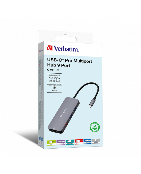 Verbatim CMH-09 USB Type-C 10000 Mbit/s Argent