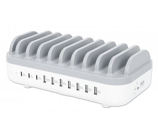 Manhattan 180856 Organiseur de station de chargement Support de bureau Plastique Blanc