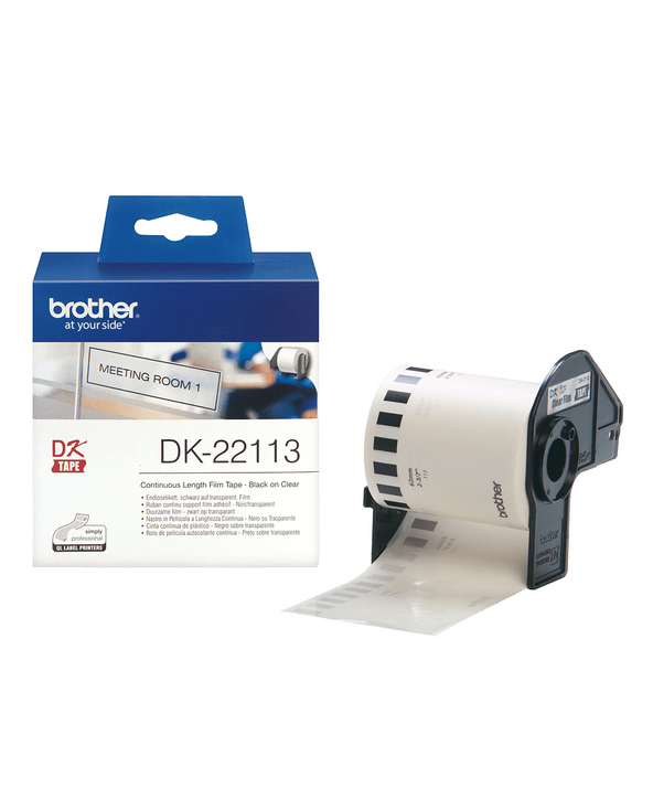 Brother DK-22113 ruban d'étiquette Noir sur transparent