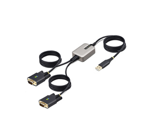 StarTech.com 2P6FFC-USB-SERIAL changeur de genre de câble USB-A 2 x DB-9 RS-232 Noir, Gris