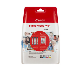 Canon Pack économique cartouches d'encre CLI-581 BK/C/M/Y + papier photo