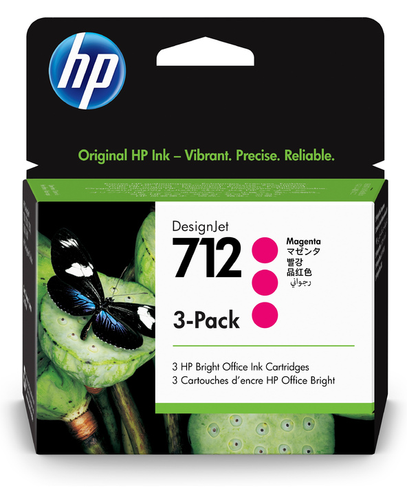 HP Pack de 3 cartouches d'encre DesignJet 712, magenta, 29 ml