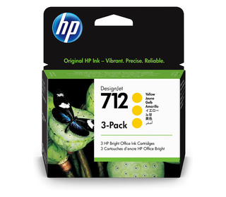 HP Pack de 3 cartouches d'encre DesignJet 712, jaune, 29 ml