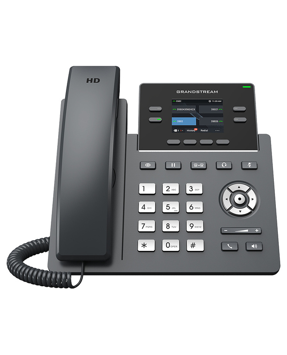 Grandstream Networks GRP2612G téléphone fixe Noir 4 lignes LCD