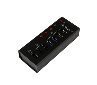 StarTech.com Hub USB 3.0 (5Gbps) Alimenté de 4 ports avec Station de Recharge de 3 ports USB (2 x 1A, 1 x 2A) - Fixation Murale
