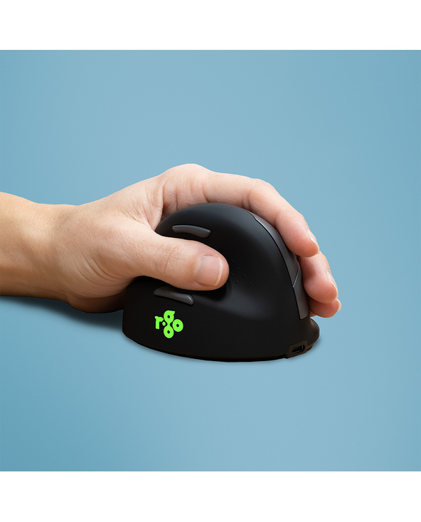 R-Go Tools Souris Ergonomique R-Go HE Break avec logiciel de pause, gaucher, moyen (longueur main 165-185 mm), bluetooth, noir