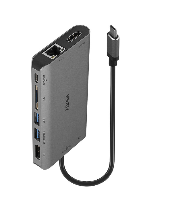 Lindy 43323 station d'accueil Avec fil USB 3.2 Gen 1 (3.1 Gen 1) Type-C Noir, Gris