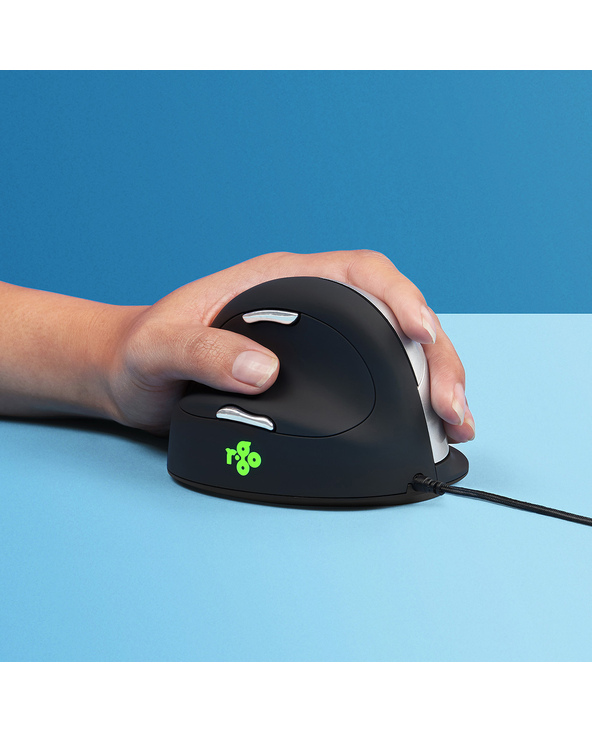 R-Go Tools R-Go HE Break Mouse, Souris ergonomique, Logiciel anti-RSI, Grand (Longueur de la main au-dessus 185mm), Gaucher, Fil