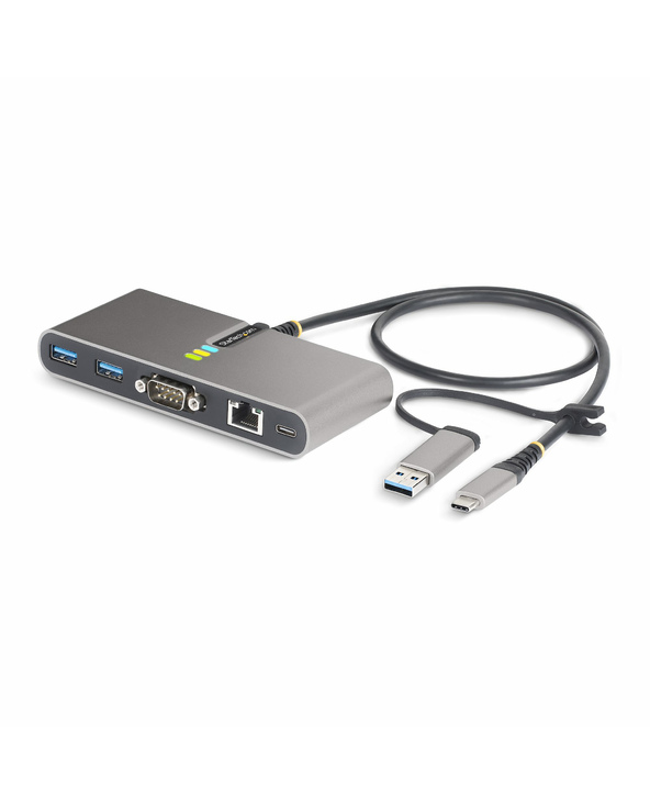 StarTech.com Hub USB-C à 2 Ports USB-A avec Ethernet et RS-232, Dongle USB-C vers USB-A, 100W PD Pass-Through, 2x USB-A 5Gbps, G