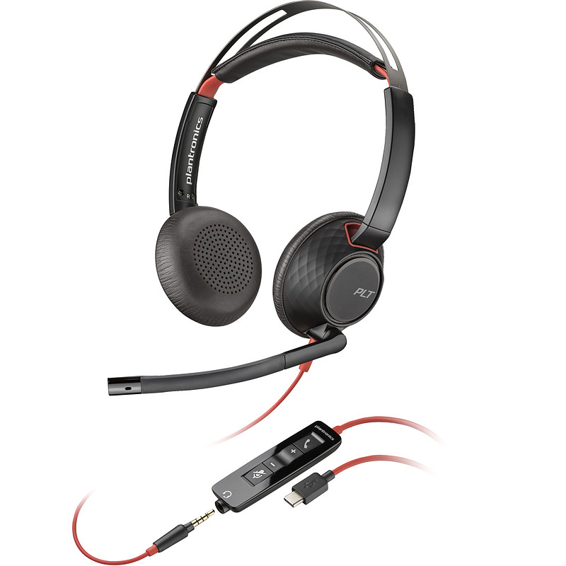 HP Poly Micro-casque Poly Blackwire 5220 stéréo USB-C + connexion 3,5 mm + adaptateur USB-C/A