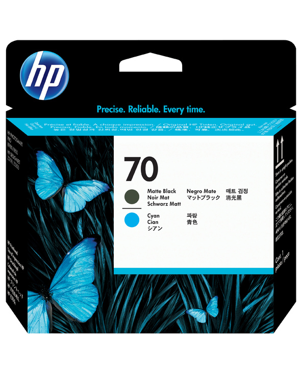 HP 70 tête d'impression DesignJet noir mat et cyan