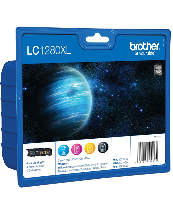 Brother LC-1280XLVALBPDR cartouche d'encre 4 pièce(s) Original Rendement élevé (XL) Noir, Cyan, Magenta, Jaune