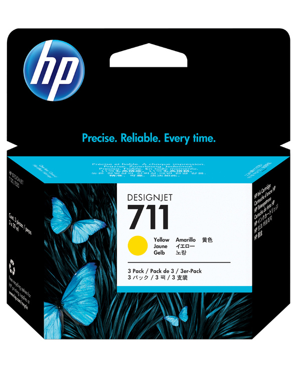 HP 711 pack de 3 cartouches d'encre DesignJet jaune, 29 ml