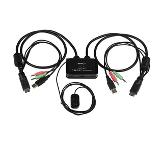 StarTech.com Switch Commutateur KVM 2 Ports USB, HDMI avec Audio et Câbles pour 2 PC sur 1 écran - Auto Alimenté