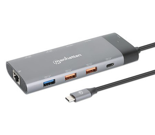 Manhattan 130714 station d'accueil Avec fil USB 3.2 Gen 2 (3.1 Gen 2) Type-C Gris